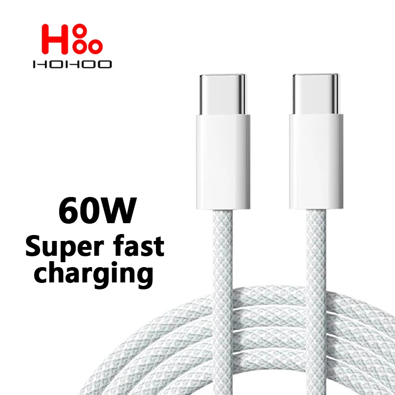 

PD 60W USB C to Type-C Cable For iPhone 15 Pro Max Plus Fast Charger Cable For Xiaomi Redmi Samsung S23 Ultra Phone Data Line