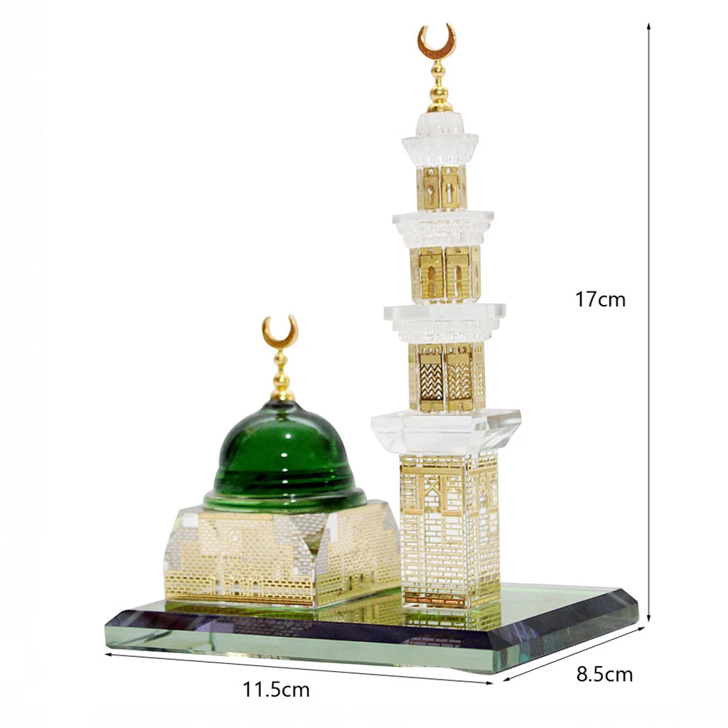 Crystal Figurines Home Decor Muslim Kaaba Dome Tower Statue Miniature Desktop Home Car Islamic Architecture Styles Ornament