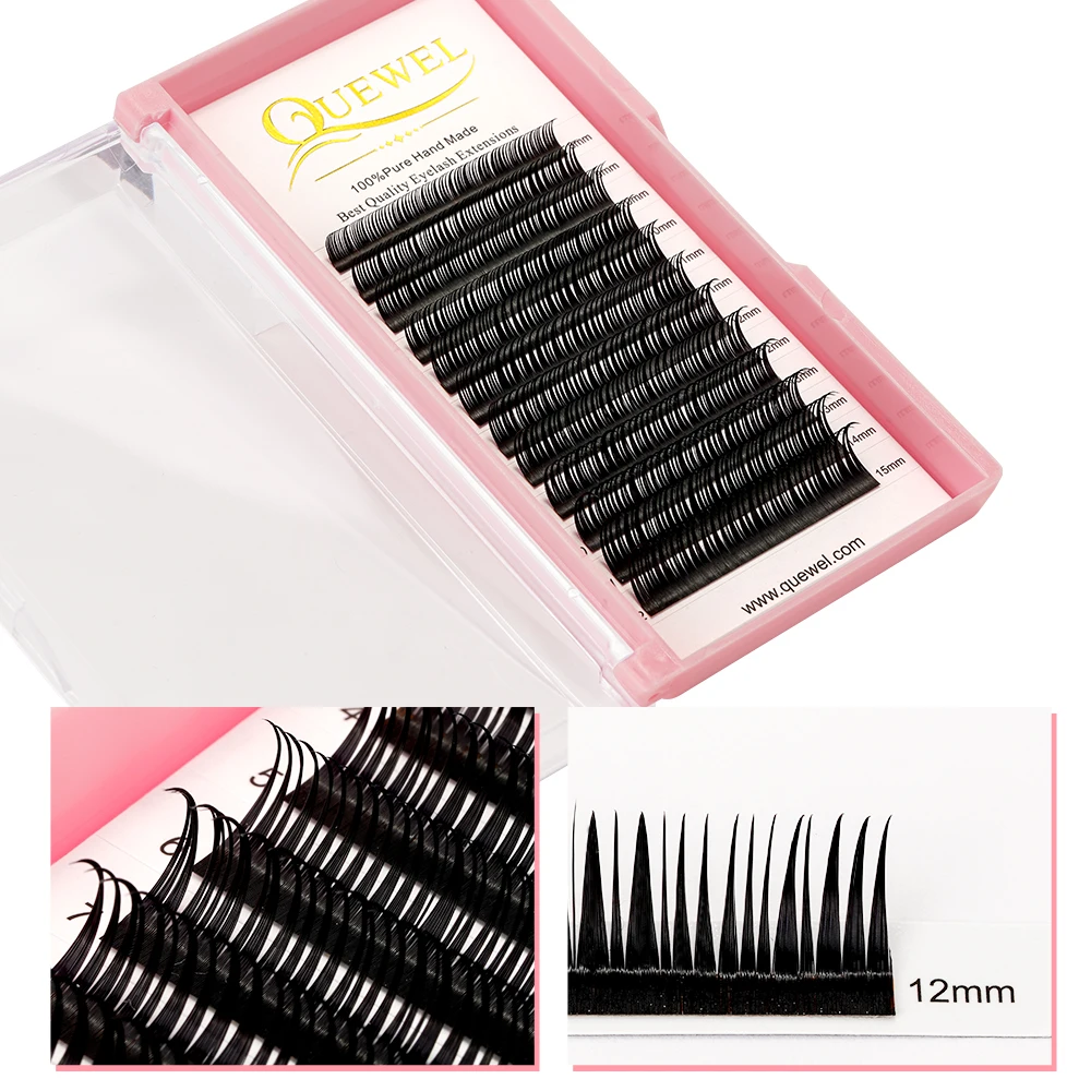 Quewel Wet Manga extension ciglia Spikes Lashes aspetto completamente naturale 0.07mm C D Curl Cosplay Lash Premade Volume Lashes Clusters