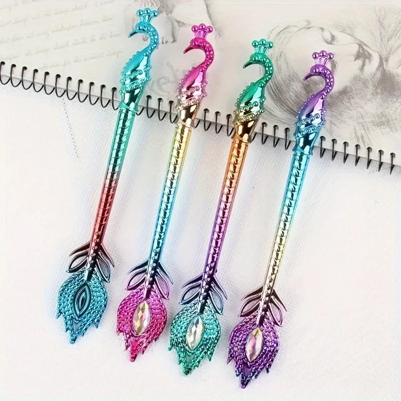 

Pack of 4, Random Colors, Creative Peacock Feather Gel Pens, Cartoon High-Appearance Ballpoint Pens, Smooth Writing, Student and Office Stationery, Valentine's Day, Christmas, Halloween, Wedding Love Tokens, Perfect for Halloween, Thanksgiving, or Christm