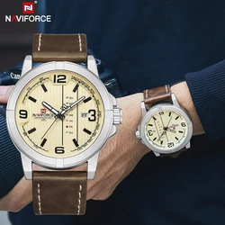 NAVIFORCE Luxury Brand Watches for Men Waterproof Date Display Quatrtz Clock Leather Strap Creative Wristwatch Relogio Masculino