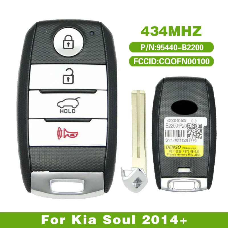 CN051150 Aftermarket 4Button FD00030 For Kia Soul 2014+Smart Key 8A Chip 433MHZ Part Number 95440-B2200 FCCID: CQOFN00100