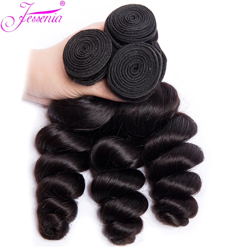 12A Malaysian Raw Virgin Hair Unprocessed Human Bundles Closure 13X4 Frontal Loose Wave Bundles With Closure Natural Black Deep