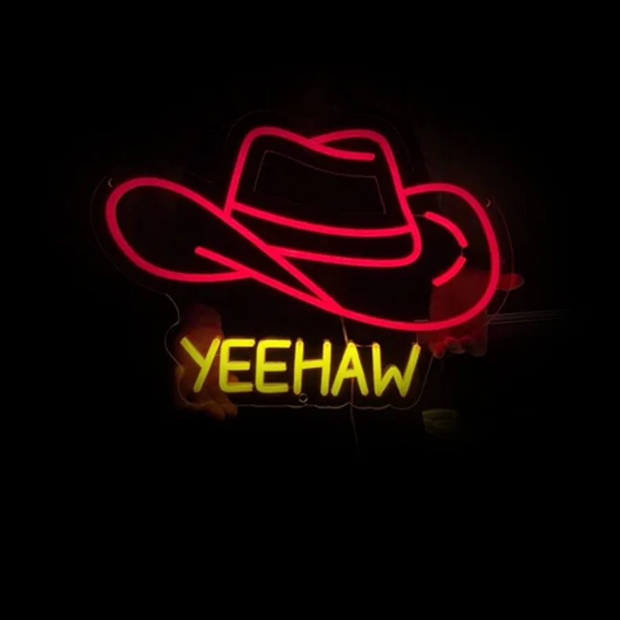 

Cowboy Hat Neon Light Sign Yeehaw Restaurant Beer Bar Room Wall Decor Party Hotel light Window Hanging Room Handmade Glass Tube