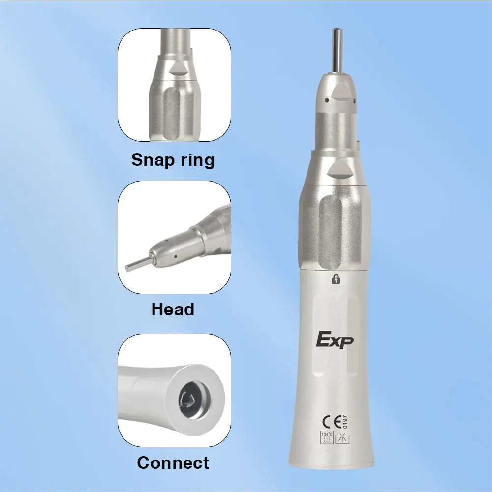 Exp Dental Handpiece Reta, Terno Cone Nariz Reto para OD 2.35mm Burs E Tipo, Spray de Água Externo, Ferramenta Dentista, 1:1 Baixa Velocidade