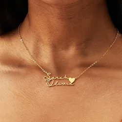 Custom Signature Name Necklaces For Women Personalized Stainless Steel Sideway Name Necklace Wedding Christmas Jewelry Gift BFF