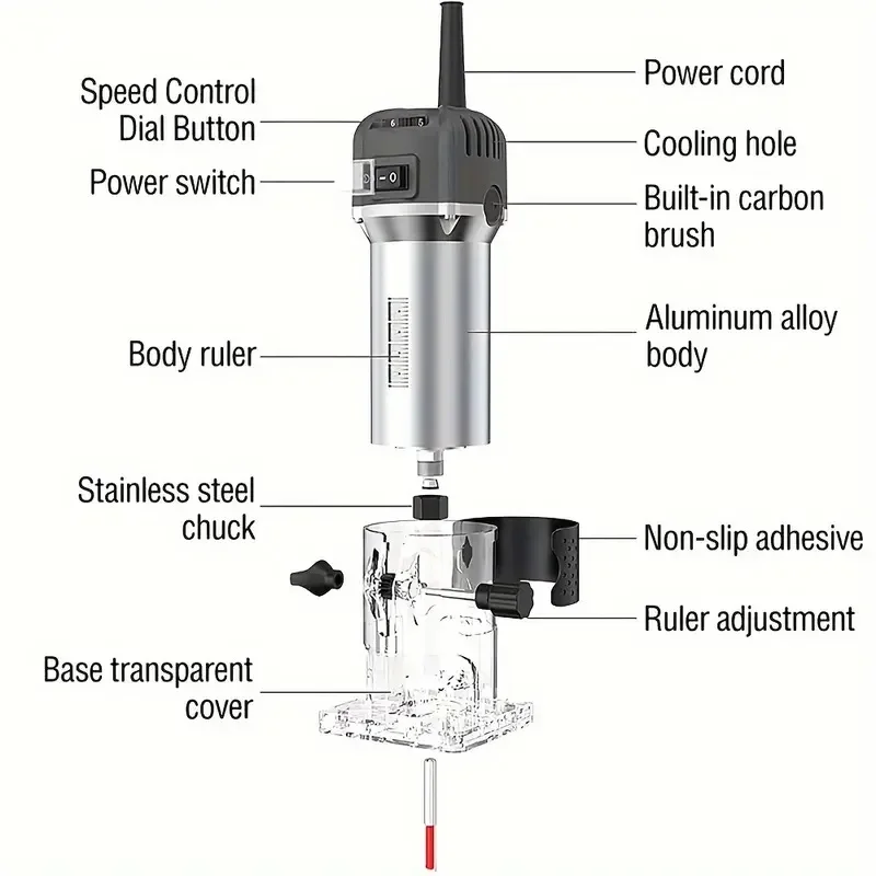6 سرعات 800 واط آلة التشذيب الكهربائية 33000 دورة في الدقيقة النجارة طحن النقش اليد الخشب حافة راوتر المتقلب المنزل لتقوم بها بنفسك أدوات كهربائية
