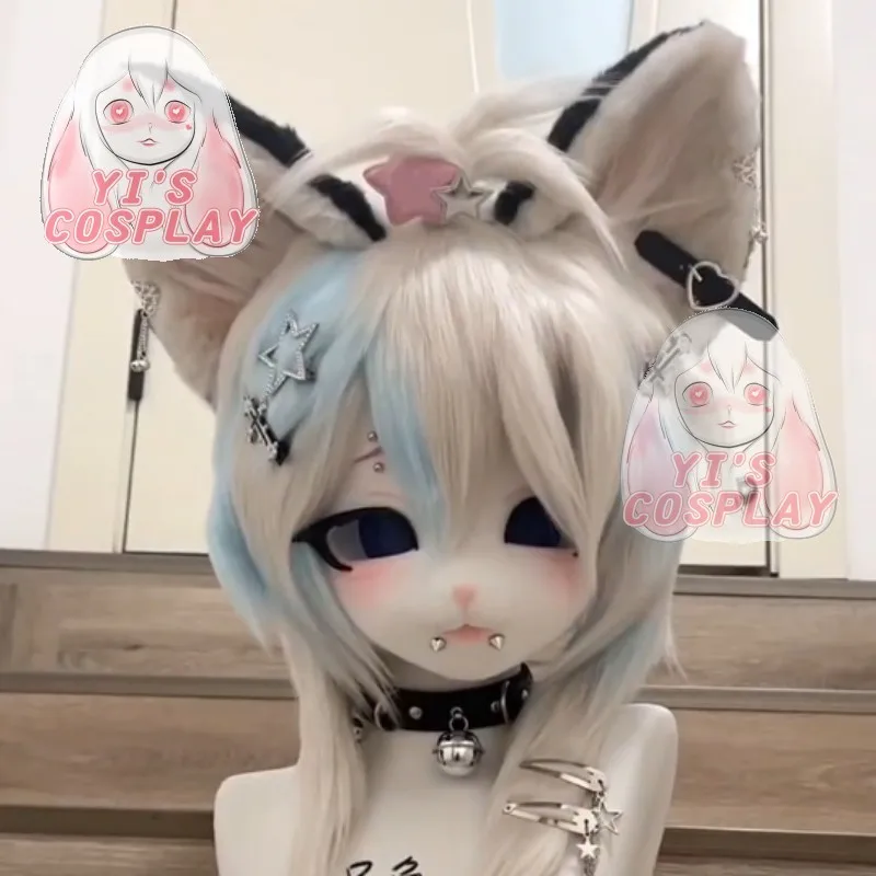 Customized Fursuit Head Yis cosplay Custom Furry head Kigurumi Head Cosplay Kemono Headsets Beast Fursuit Kemono Head view 4