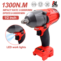 Brushless 1300N.M Torque Rechargeable Electric Impact Wrench 1/2 Inch Cordless Wrench Screwdriver Suitable For 18V Battery Power