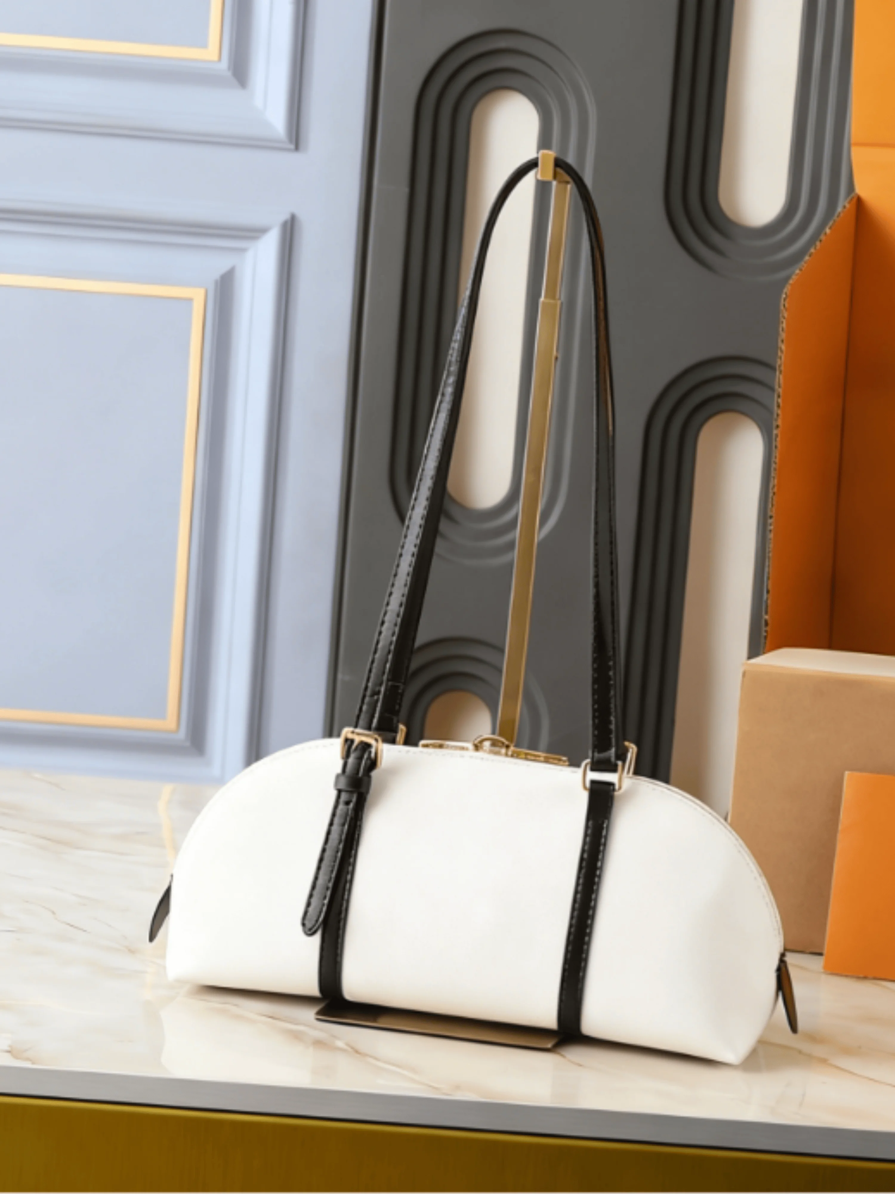 

2026 New Style Women Handbag Fashionably Simple Retro Canvas Solid Color Casual Women Bowling Bag 32*15cm