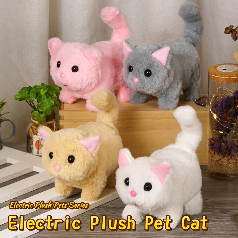 

Electric Plush Toy Cat Pet Cat Can Walk and Bark Realistic and Cute Toy Gift