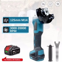 125MM 4 Gear Brushless Electric Angle Grinder baking Machine Power Tool with Makita 18V Battery for Decoration