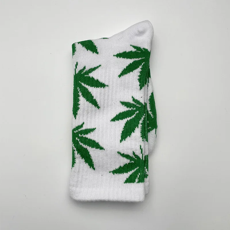 DONG AI 1 Pairs Funny Skateboard Socks Hemp Meias Happy Maple Leaf Sokken Cotton Weed Couple Trendy Street Style Harajuku Sox