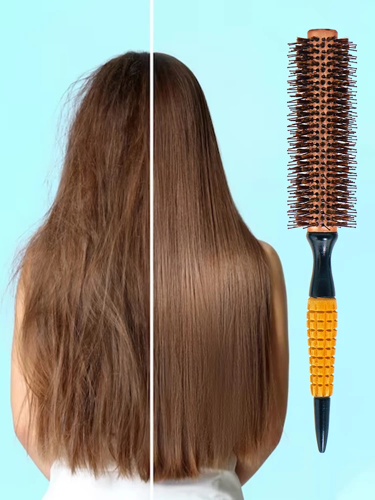 3 Sizes Aluminum Tube Round Brush Professional Salon Styling Tools Hairdressing Curling Hair Brushes Nylon Bristle Detangle Comb