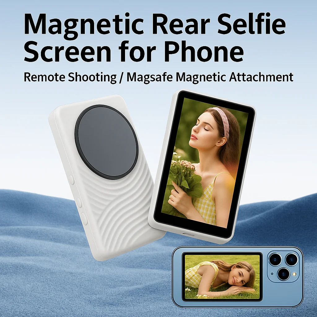 

Vlog Selfie Monitor Screen Only For lphone &Sa.Msung, With Magnetic Phone Holder ClipMount, Using Phone Rear Camera For SelfieVl
