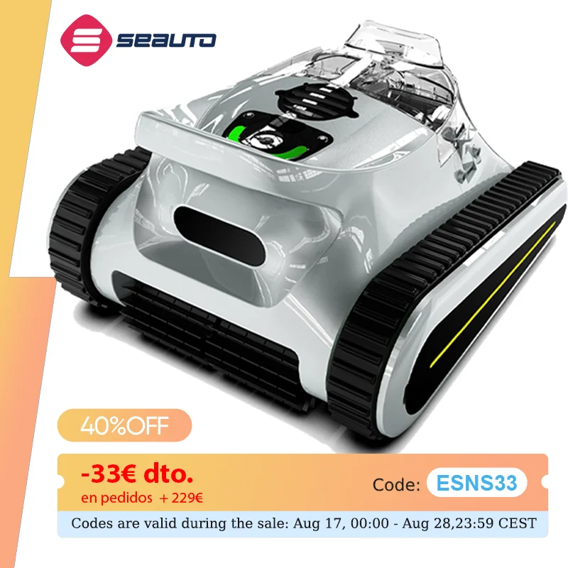 Aspiradora Robótica para Piscinas Seauto Crab Pro, 45,000Pa de Potente Succión, Capaz de Escalar Paredes, Adecuada… — oferta en AliExpress