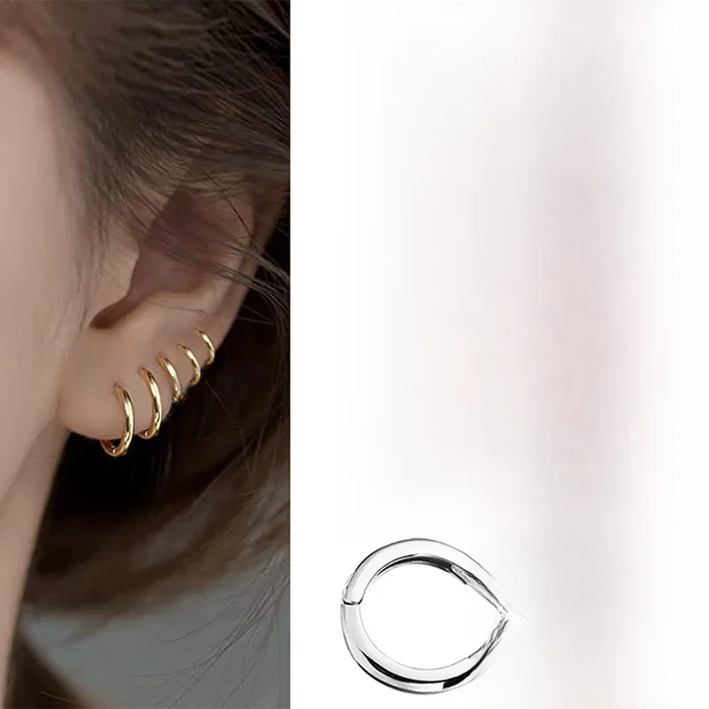 2022 neue Einfache Edelstahl Kleine Hoop Ohrringe für Frauen Männer Knorpel Ohr Piercing Schmuck