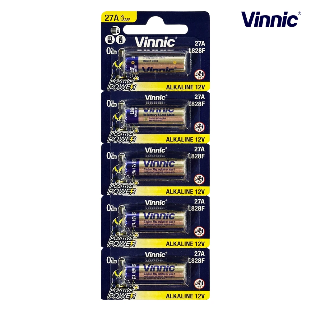 Binic 27A 12V Alkaline Battery Card Type 1 Pack of 5 L828F