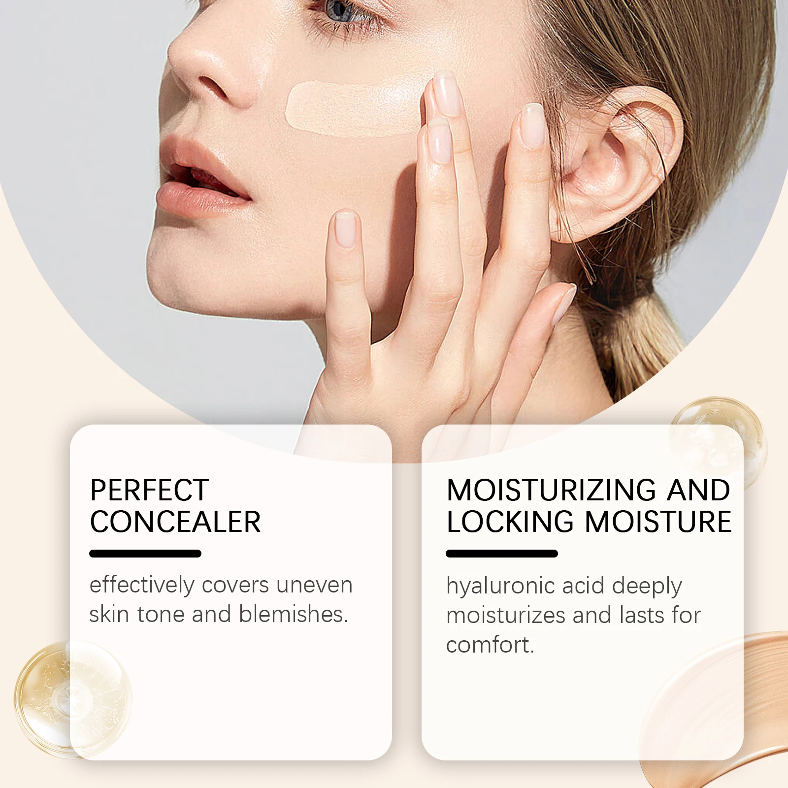 كريم أساس سائل هويجي 4 في 1 مرطب مع عامل حماية من الشمس SPF50+، تغطية متوسطة إلى كاملة، مقاوم للماء وطويل الأمد، مكياج طبيعي للوجه