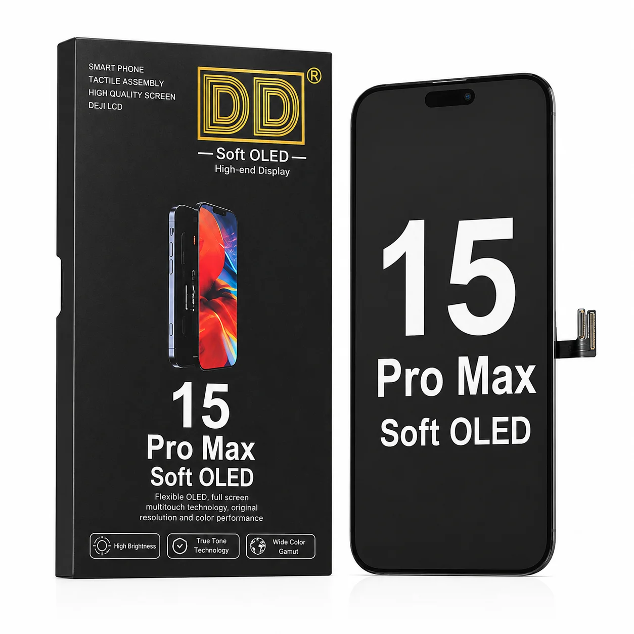 DD 120HZ Soft OLED Screen for iPhone 15 Pro Max 15ProMax A2849 A3105 A3108 A3106 Display Touch Digitizer Assembly Replacement