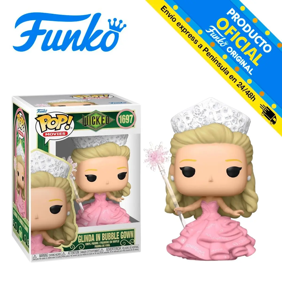 FUNKO POP! WICKED GLINDA with bubble dress, 79748, 1697, original, toys for boys, girls, gifts, collector, figures, dolls, shop, new, official license