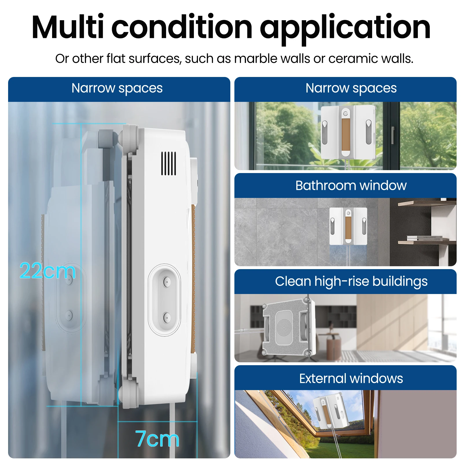 3200pa Automatischer intelligenter Fensterreinigungsroboter, Vierloch-Wassersprühfunktion für Smart Home Glaswandreinigung, Fernbedienung. – Detail 6