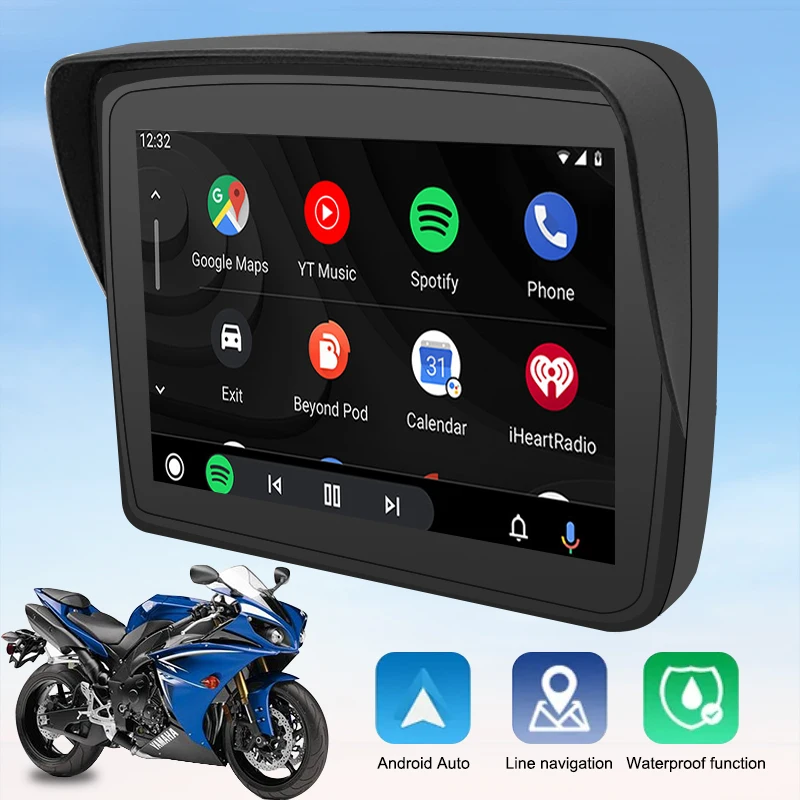 

ADHOUDY 5 Inch Portable GPS Navigation Motorcycle Waterproof Carplay Display Motorcycle Wireless Android Auto IPX7 GPS Screen