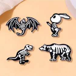 Cute Cartoon Dinosaur Fossil Enamel Brooch Animal Rabbit Bear Bones Skeleton Badge Lapel Pin Backpack Clothing Hat Accessories