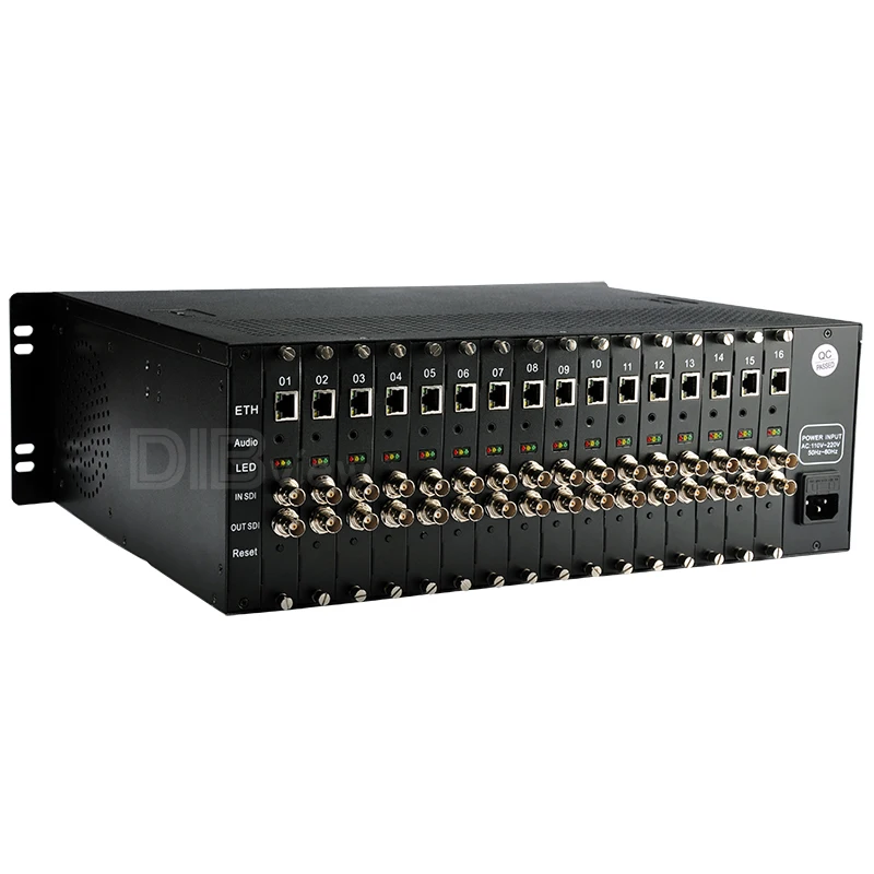 Dibview H.265 H.264 2U 16-Channel  Encoder SDI Input To IP IPTV Live stream Encoder With Loopout HD/AV/VGA/YPbPr/SRT Protocol