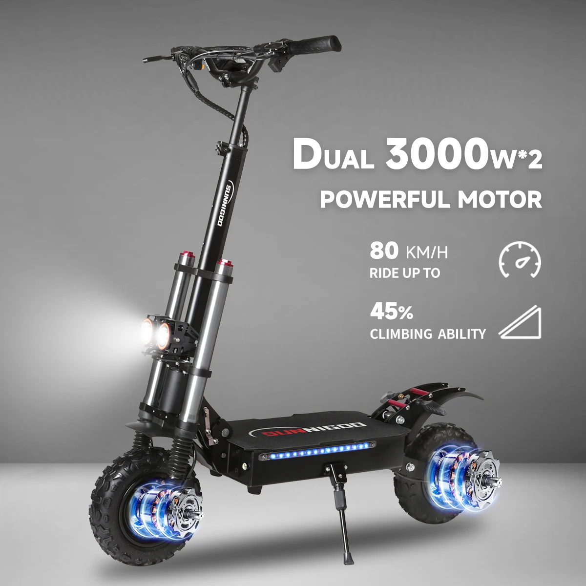 6000 W leistungsstarker Elektroroller, 60 V, 38 Ah, Höchstgeschwindigkeit 85 km/h, 100 km Reichweite, 11-Zoll-Reifen, doppelter stoßdämpfender, zusammenklappbarer EScooter für Erwachsene – Detail 6