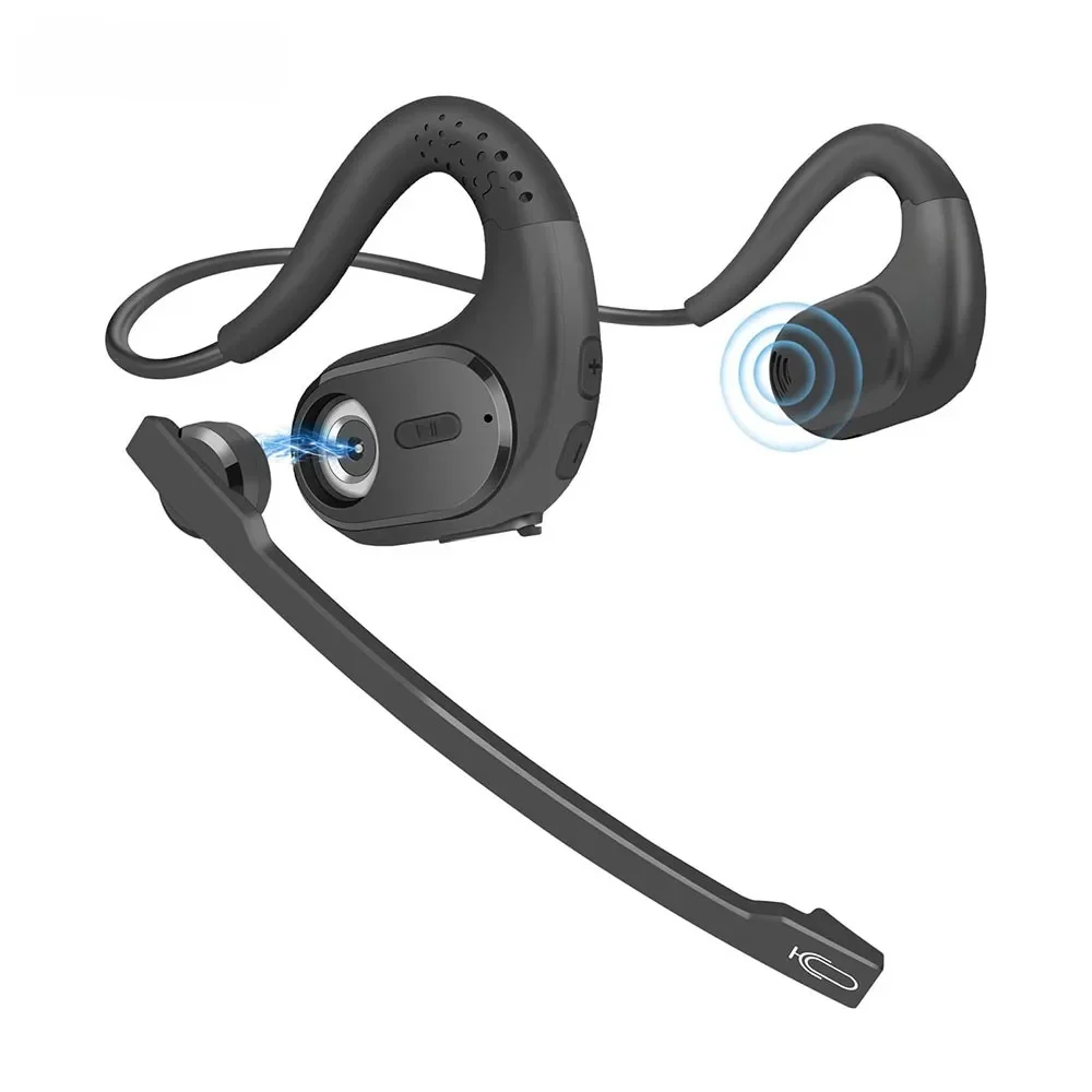 Draadloze Bluetooth-headsets met microfoon Afneembare mute-knop Open oor Trucker-hoofdtelefoon voor mobiele telefoons Zakelijk kantoor - afbeelding 2