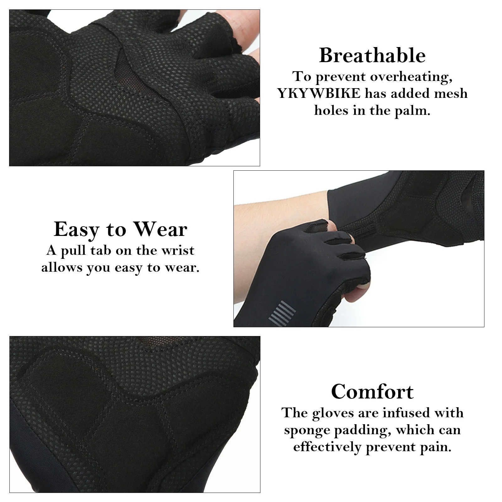 YKYWBIKE Cycling Gloves  MTB Bike Gloves Sports Half Finger Bicycle Goves Men Women Breathable Shockproof Gloves