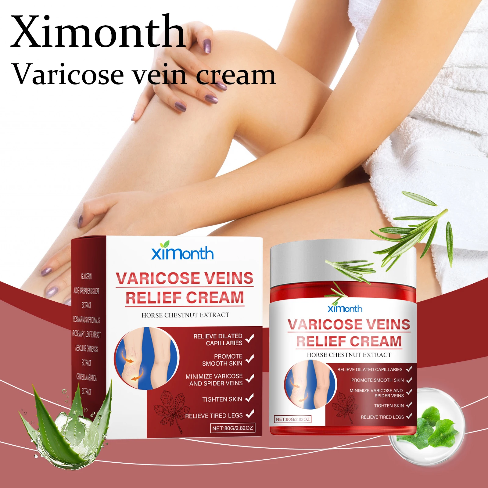 

Ximonth Varicose Veins Relief Cream Massage Leg Skin Reduce Swelling and Discomfort Remove Spider Vein Nourishing Leg Care Cream