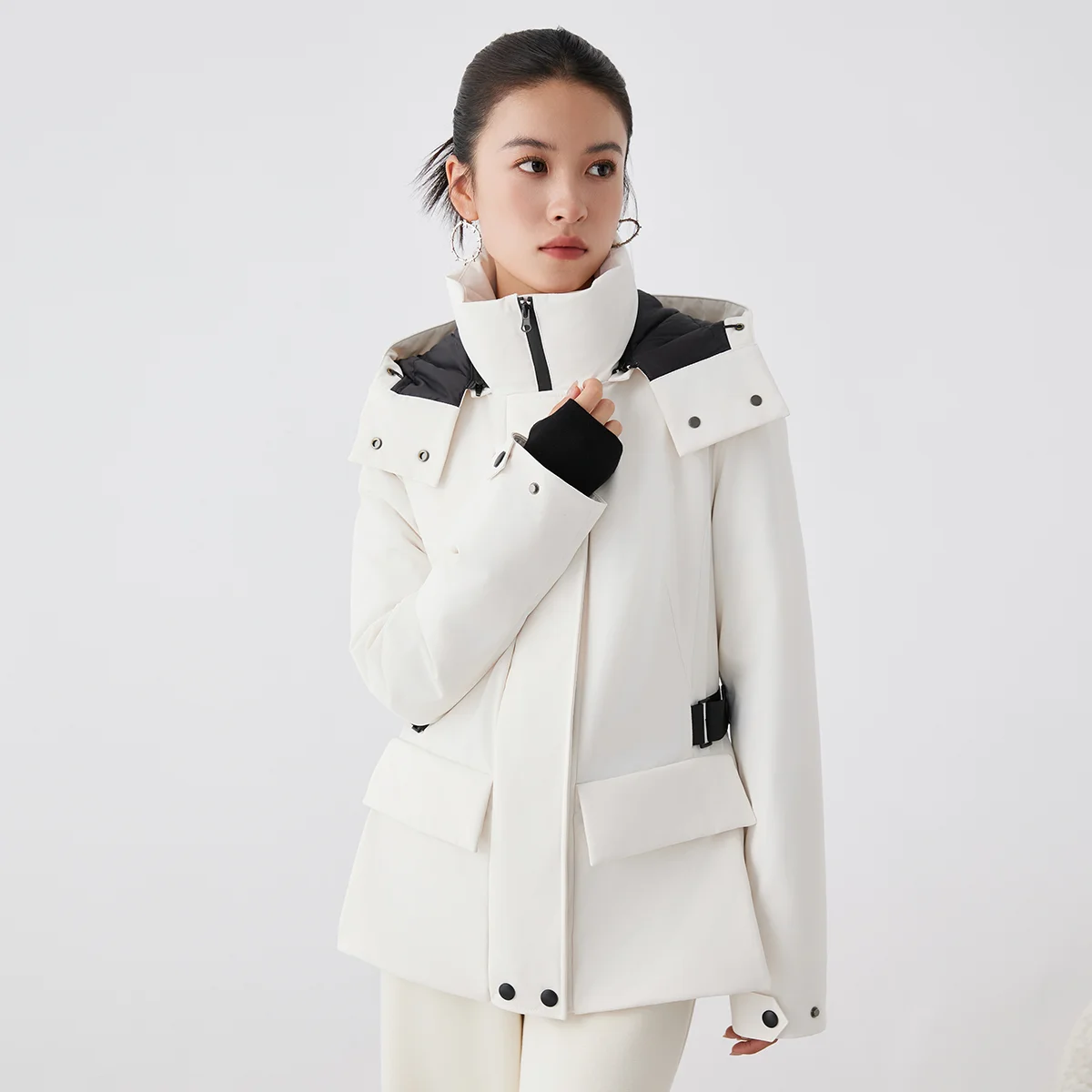 K2771W Casaco feminino de alta qualidade 90% penas de ganso com isolamento à prova de vento jaqueta quente com capuz para clima frio