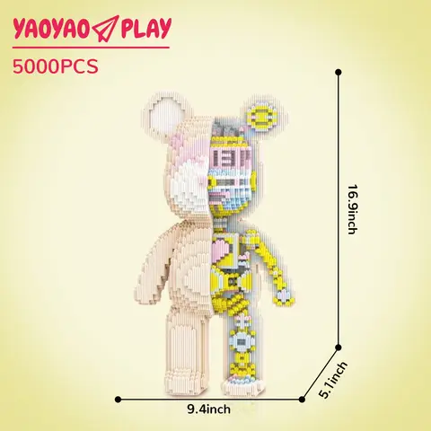 यांत्रिक आधा खुला बड़ा भालू, याओयाओप्ले बिल्डिंग ब्लॉक खिलौना, जन्मदिन का उपहार, शैक्षिक, लड़कों और लड़कियों के लिए शानदार ईंट उपहार 10 best sales ईंटें सहन करना - №5