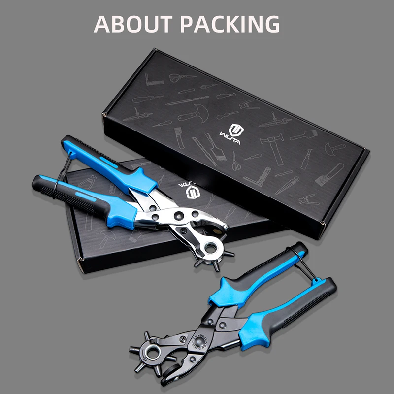 WUTA Revolving เข็มขัดหนัง Hole Punch Plier Kit, เครื่องเจาะตาไก่, ชุดเครื่องมือ DIY สําหรับเข็มขัด, สายนาฬิกา, สายรัด, ปลอกคอสุนัข, ผ้า