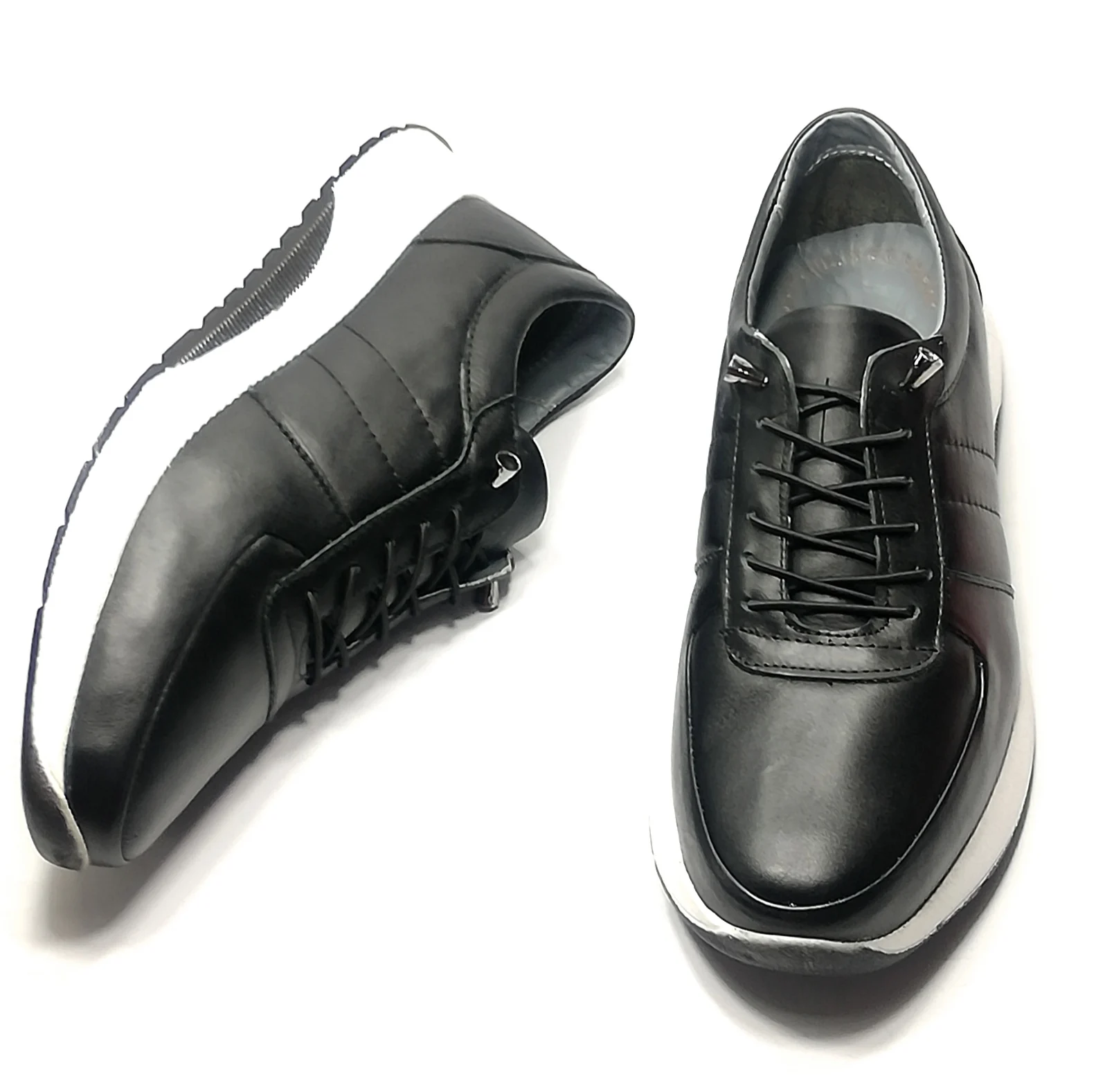 Men's black 100% leather shoes comfortable interior design soft quality flexible light sole paintable shoes flashy