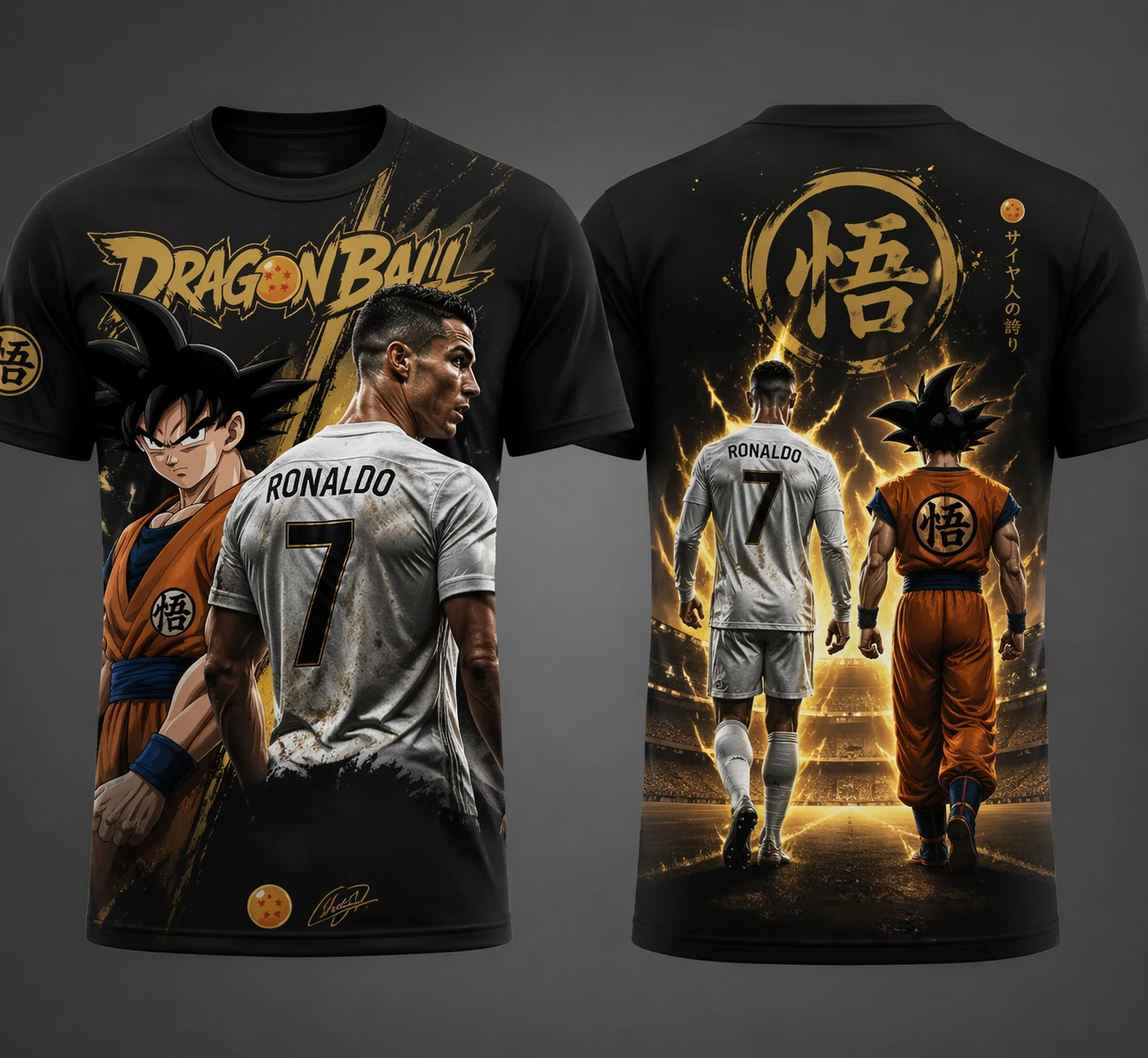 Summer New Hot Dragon Ball/Ronaldo Short Sleeved Tee Kid/Adults Oversized Breathable Quick Drying Soccer Sports Top Men Jersey 
