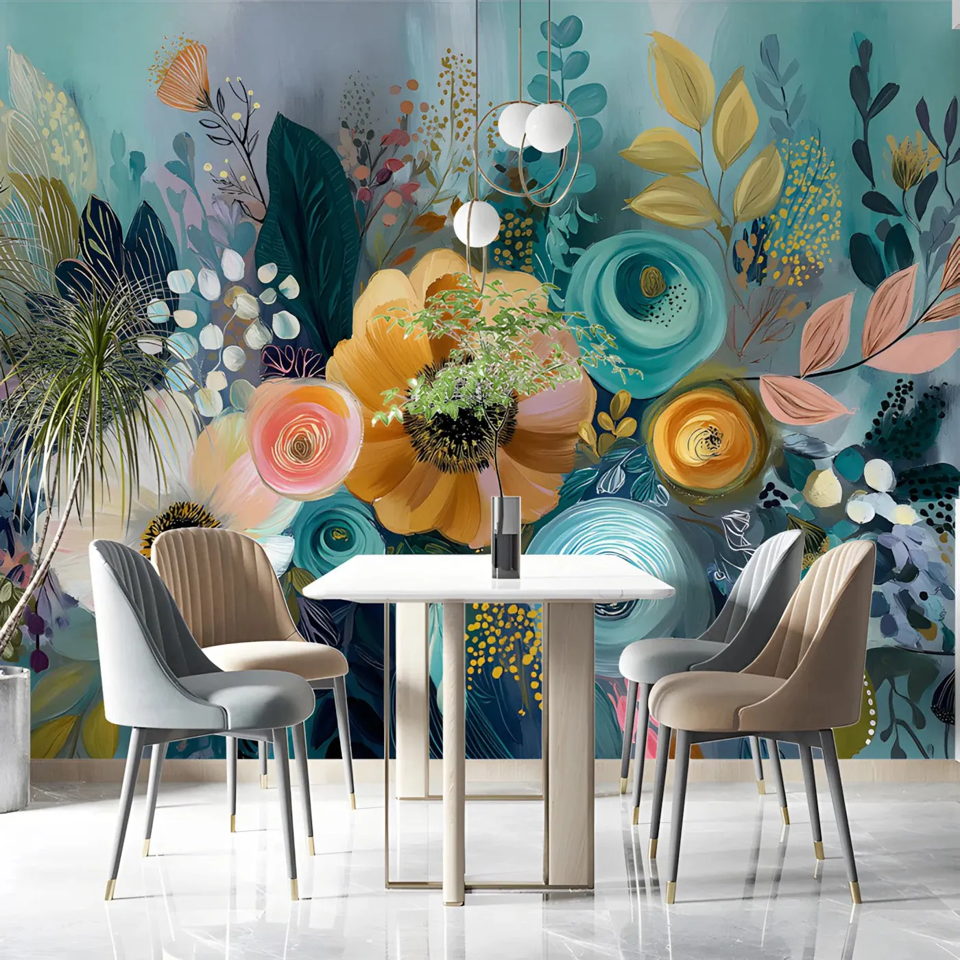 Floral Wallpaper Peel Stick Self-Adhesive Waterproof Wall Sticker