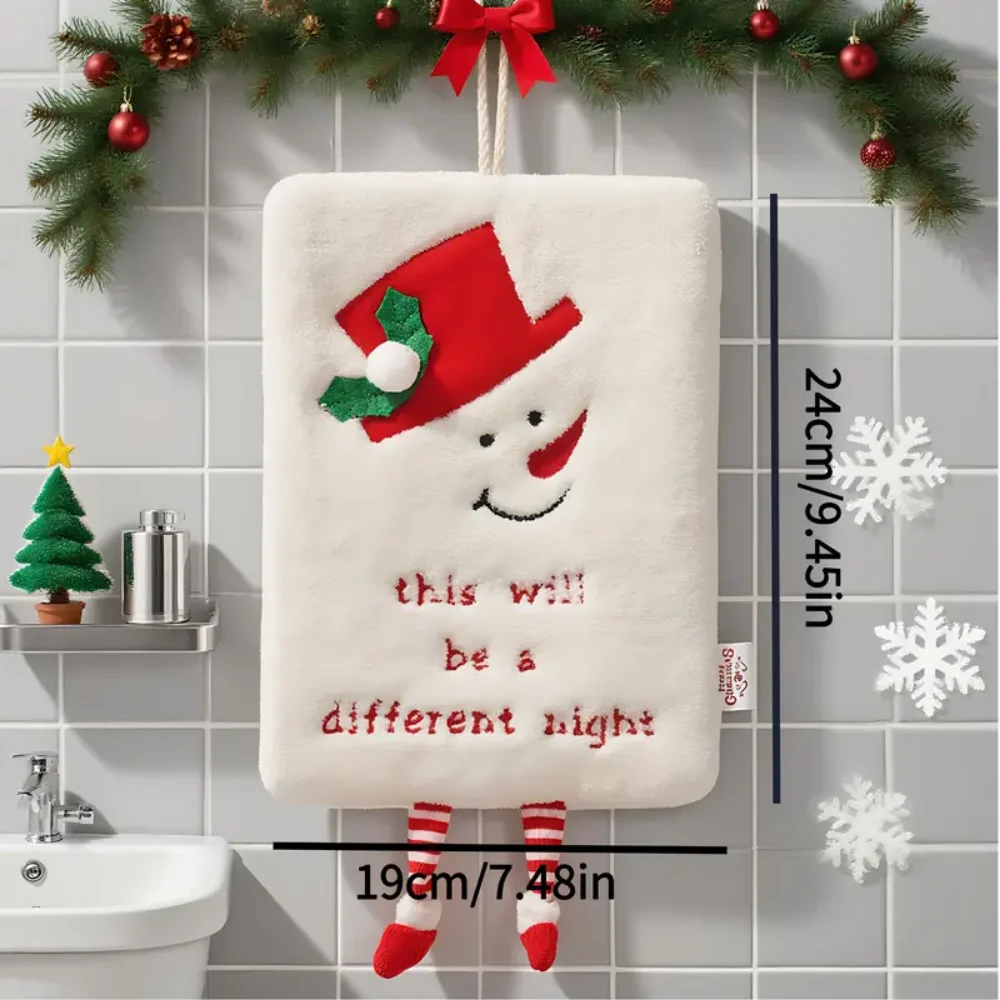 Christmas-themed hand towels with hanging rings, super soft, highly absorbent, Christmas decorative hand towels, suitable