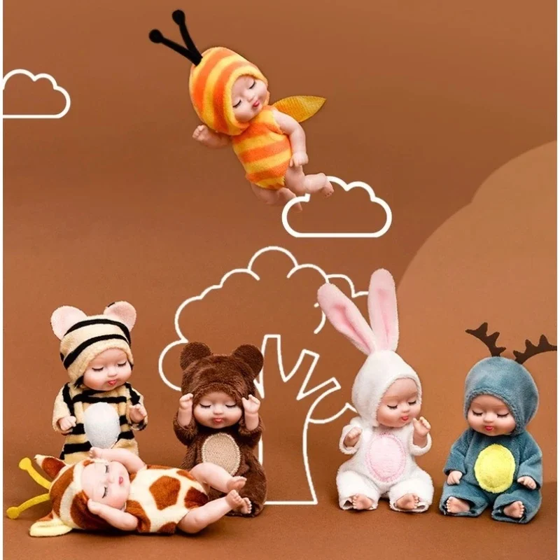 1szt Kawaii 12cm Symulacja odrodzenia Lalki Zabawka Mini Śliczne Śpiące Dziecko Seria Lalka Kreskówka Zwierzę Zabawka dla dzieci Prezent urodzinowy — zdjęcie 2
