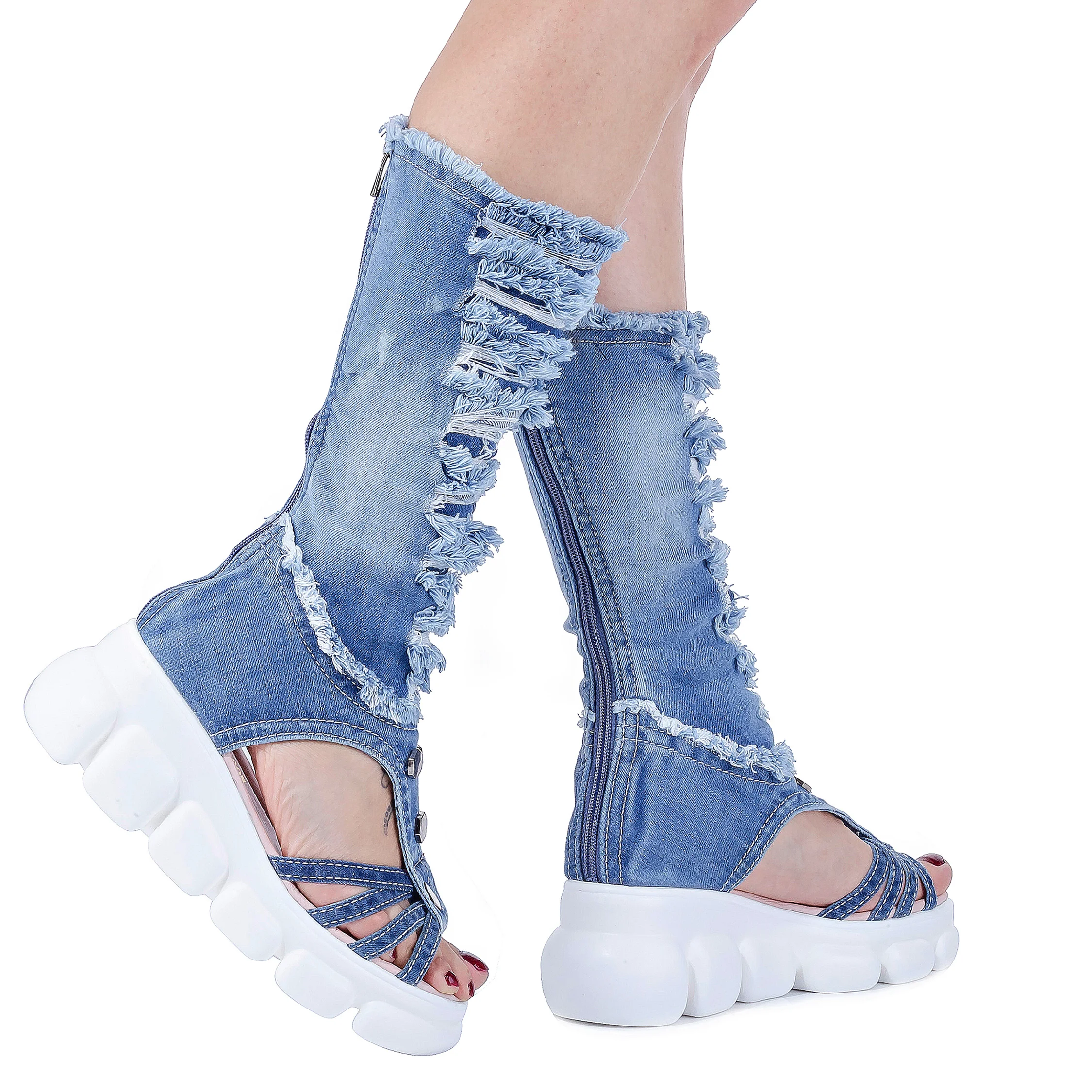 Denim Shoes Blue Denim Boots Women\'s Sports Shoes