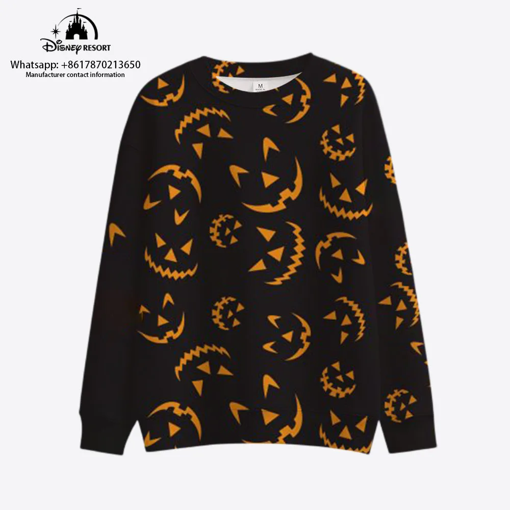 Autumn New Mickey Minnie Anime Horror Halloween Pattern Print Disney Harajuku Round Neck Casual Long-sleeved Sweater