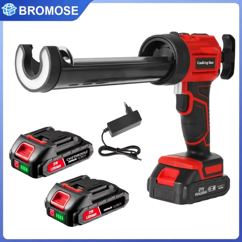 Pistolet à mastic électrique Bromose Glory Gun pour verre, 4 vitesses, pour portes et fenêtres, outil de pose de verre électrique avec batterie