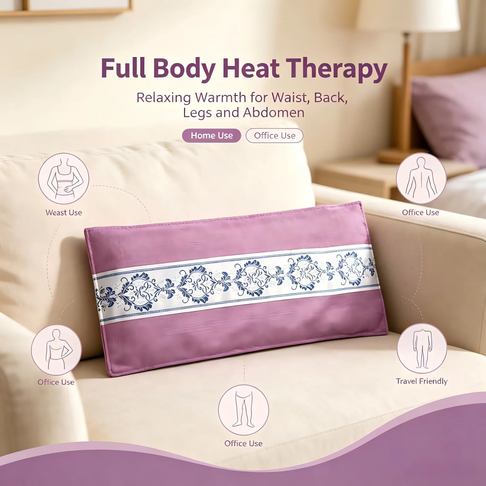Electric Heating Sea Salt Blanket Full‑Body Hot Compress Pad Natural Coarse Salt Therapy Mat Heating Wrap Waist Belt for Home