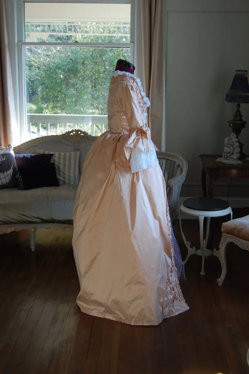 Historical Women's Rococo Marie Antoinette Gown Dress robe la francaise 1700s Ball Gown Vintage Ball Gown Renaissance Costume