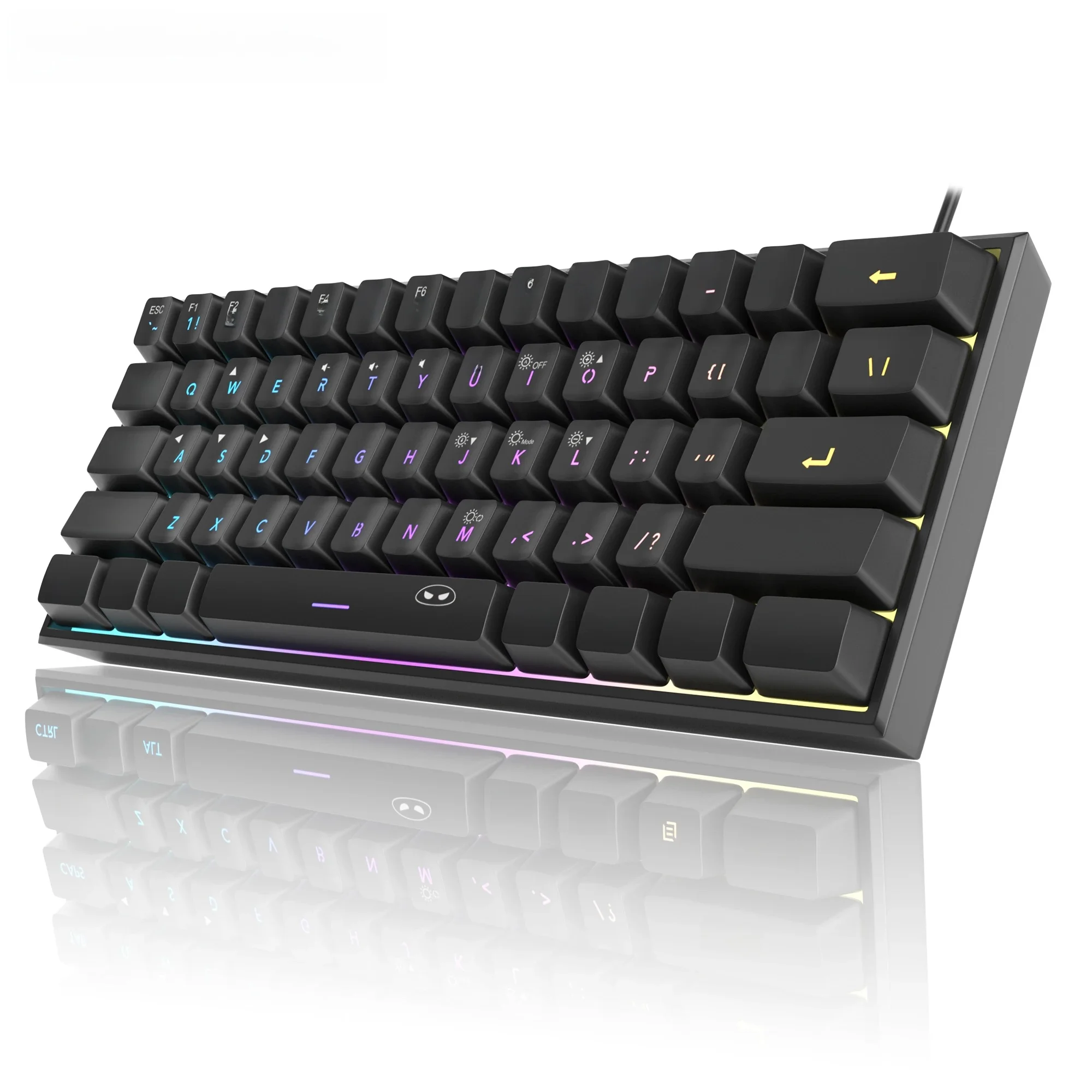MageGee Mini 60% klawiatura do gier, 61-klawiszowa klawiatura z podświetleniem RGB, ergonomiczne wodoodporne biuro mechaniczne TS91 — zdjęcie 2