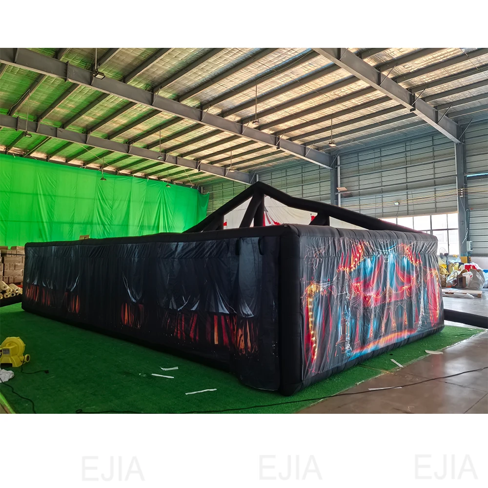 Custom Print Giant  Inflatable Halloween Labyrinth Hide-and-seek Haunted Clown House Oxford Portable Horror Halloween Maze