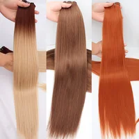 Extensiones de pelo sintético liso de bioproteína, fibra resistente al calor, cola de caballo de 26 pulgadas, extensiones de cabello sintético liso