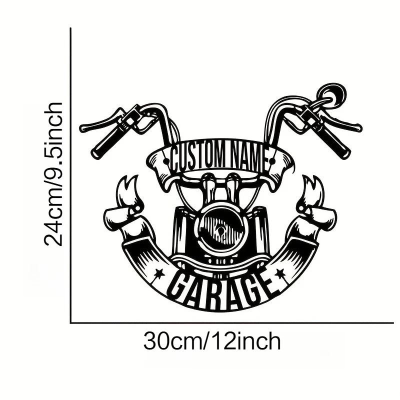 Motorcycle Garage Decor with Custom Name/Text, for Man Cave/Workshop/Rooms Decor, Birthday/Housewarming/Easter Present for Biker